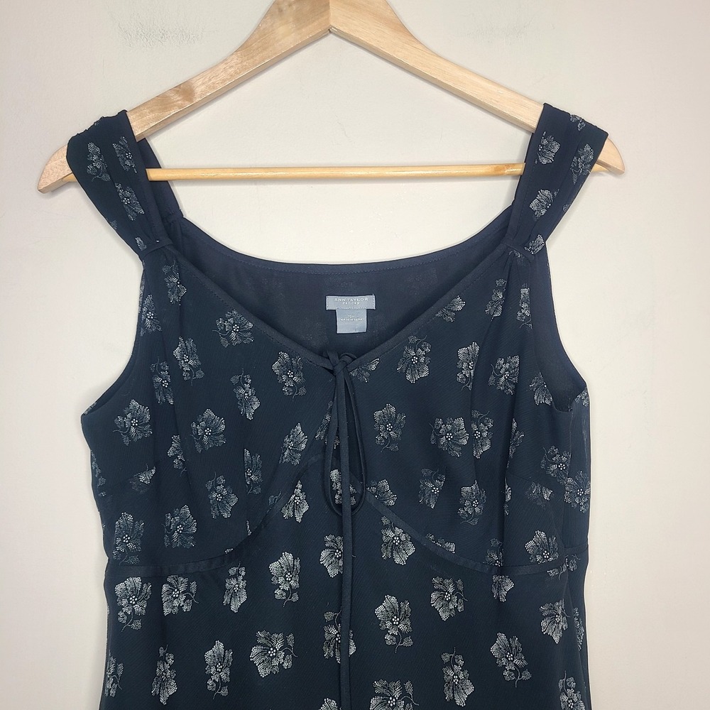 Vtg Y2K Ann‎ Taylor Sz 12P Babydoll Cami Top Whimsigoth Fairy Chiffon - Picture 2 of 6